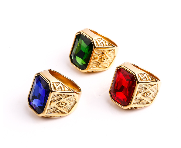 Retro Masonic Gem Men's Titanium Steel Ring