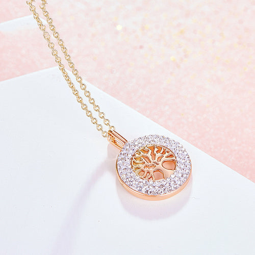 Tree of Life Necklace with Hollow Design and Rose Gold
