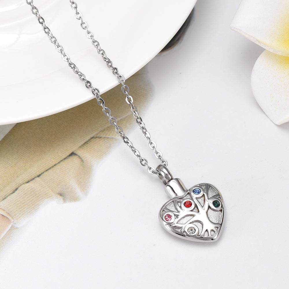 Heart-Shaped Diamond Ashes Pendant Necklace