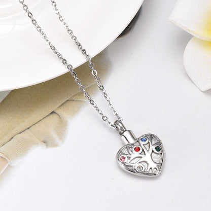Heart-Shaped Diamond Ashes Pendant Necklace