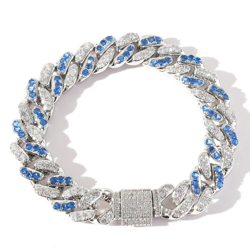 Hip Hop Cuban Chain with Aquamarine Zircon Stones
