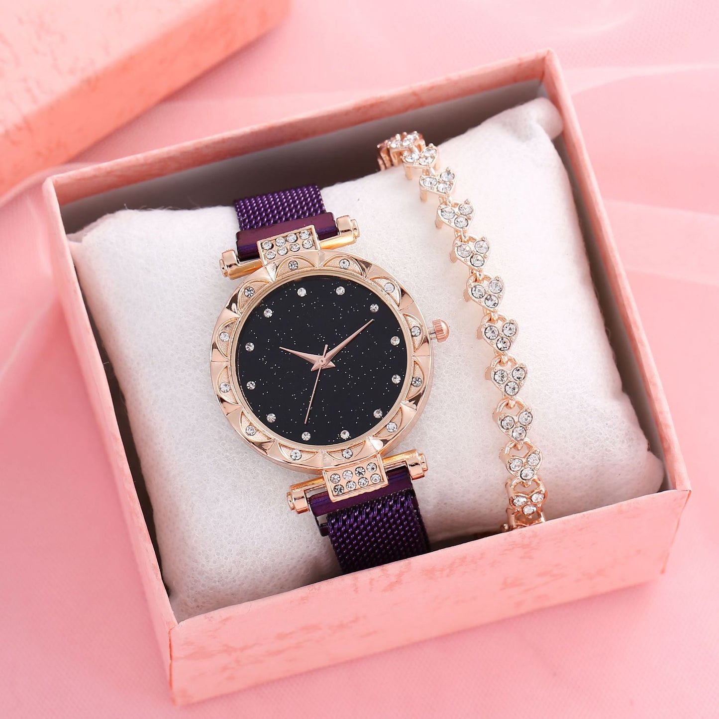 Starry Diamond Women's Watch and Bracelet Gift Set