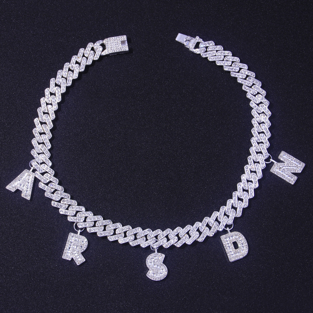 DIY Hip Hop Letter Necklace with Rhinestones (12mm)