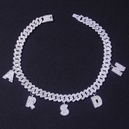 DIY Hip Hop Letter Necklace with Rhinestones (12mm)