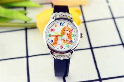 Unicorn Kids Belt Watch with Cartoon Design and Quartz Movement