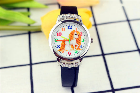 Unicorn Kids Belt Watch with Cartoon Design and Quartz Movement
