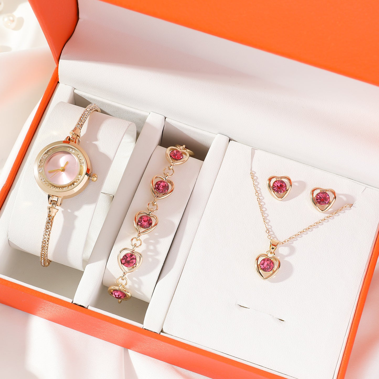 Elegant Green Quartz Watch Bracelet with Accessory Set