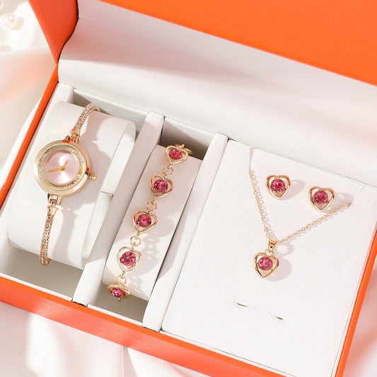 Elegant Green Quartz Watch Bracelet with Accessory Set
