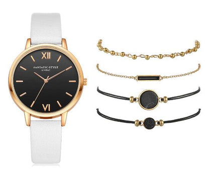 Lvpai Women's Minimalist Quartz Watch and Bracelet Set