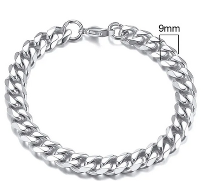 Stainless Steel Gold Plated Cuban Chain Bracelet for Men, Six-Sided 3-11mm