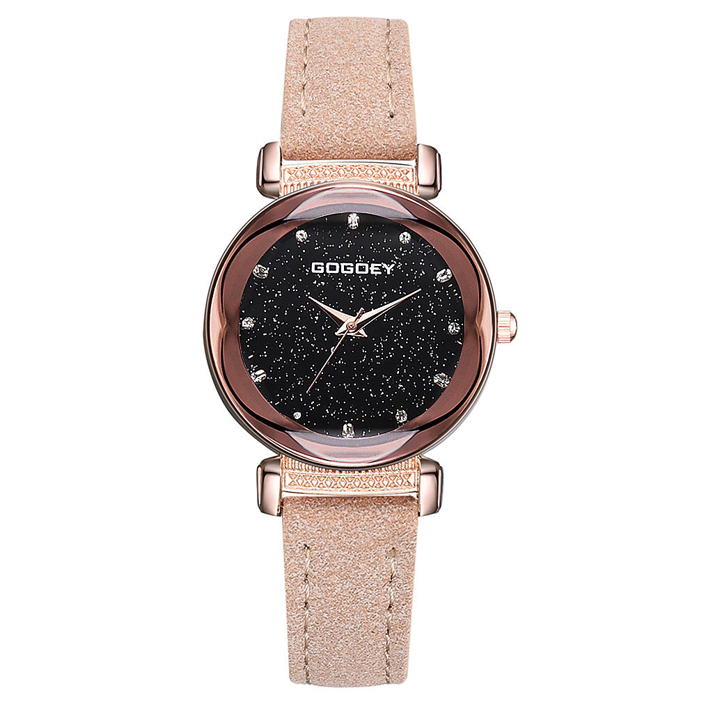 Starry Sky Women's Quartz Watch with Diamond Accents